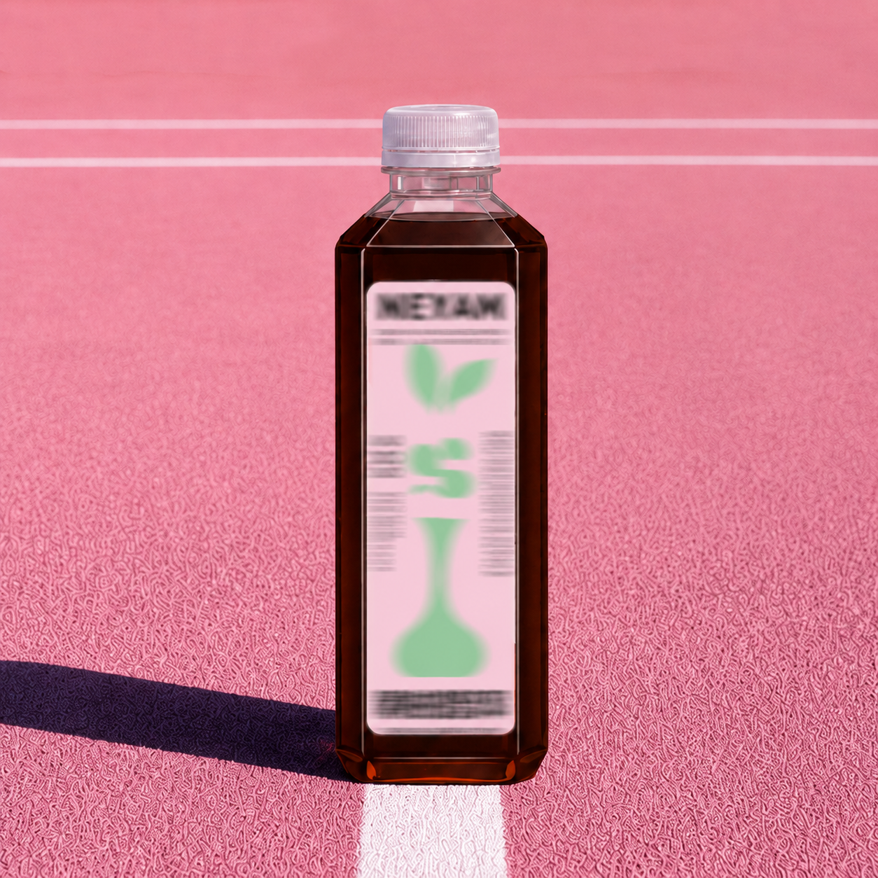 Heyami Coming Soon bottle with a label on a pink surface
